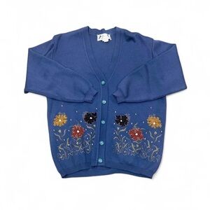 Vintage Blue Floral Women's Cardigan